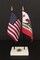 California Executive Desk Set; Two 4x6 Inch Flags, White Base with US Seal